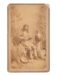 [NATIVE AMERICANS]. A group of 2 photographs of Apache subjects by Ben WITTICK and A. Frank RANDALL. Ca 1880s.