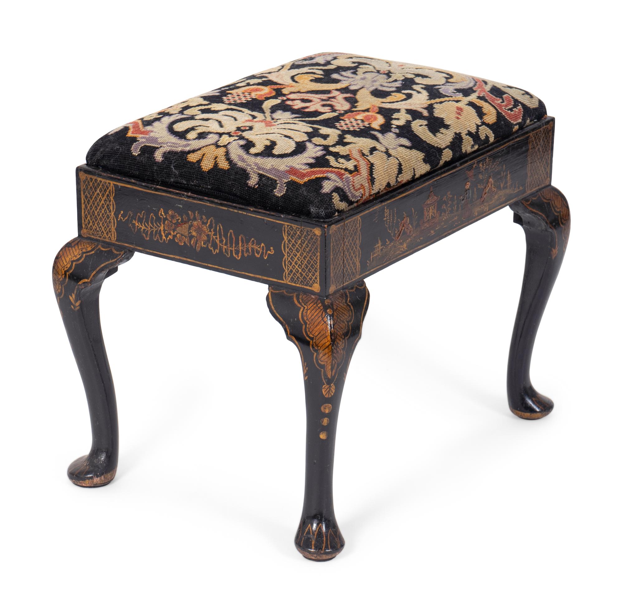 A George II Style Black Japanned Stool — LATE 19TH CENTURY