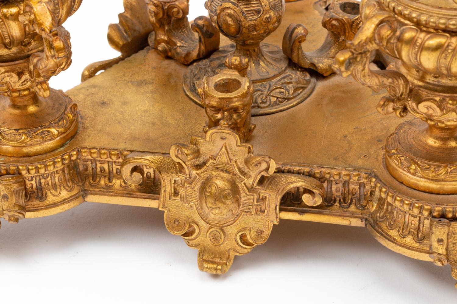 A French Gilt Bronze Tripartite Inkstand