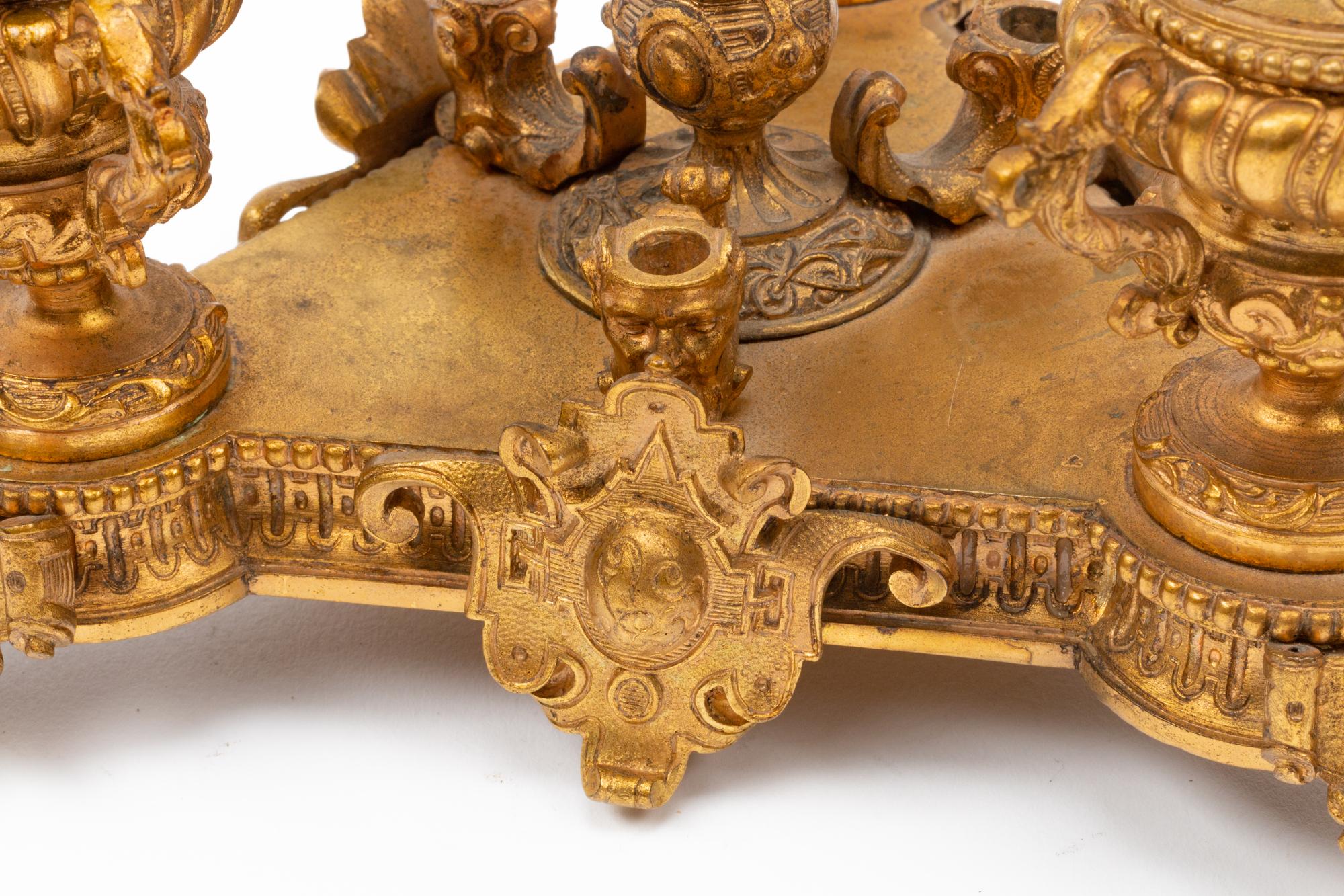 A French Gilt Bronze Tripartite Inkstand