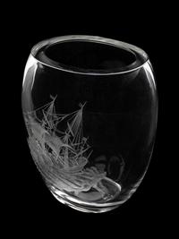 A Val St. Lambert Etched Glass Vase