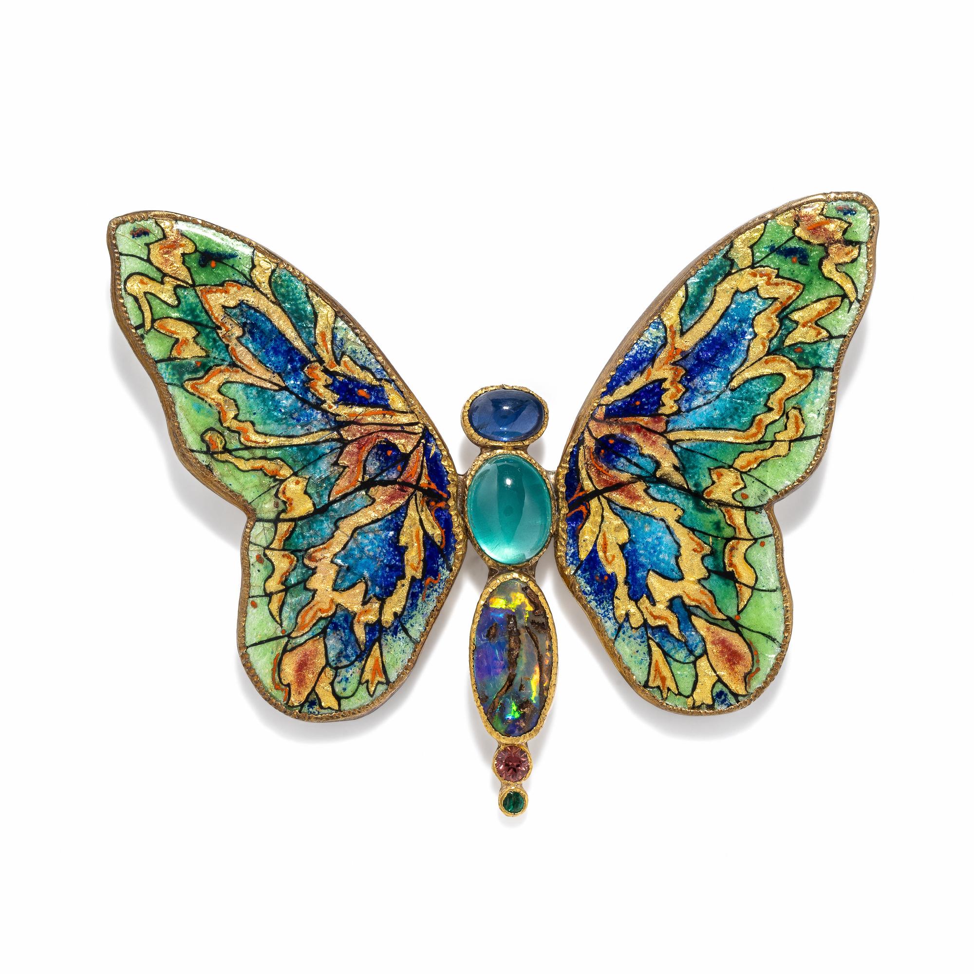 MARIANNE HUNTER, MULTIGEM AND ENAMEL BUTTERFLY PENDANT