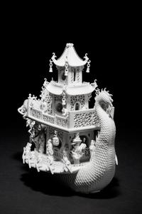 A White Biscuit Porcelain Model of a Dragon Boat
