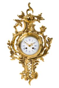 A Rococo Style Gilt Bronze Cartel Clock Height 21 inches. — JAPY FRERES, LATE 19TH CENTURY