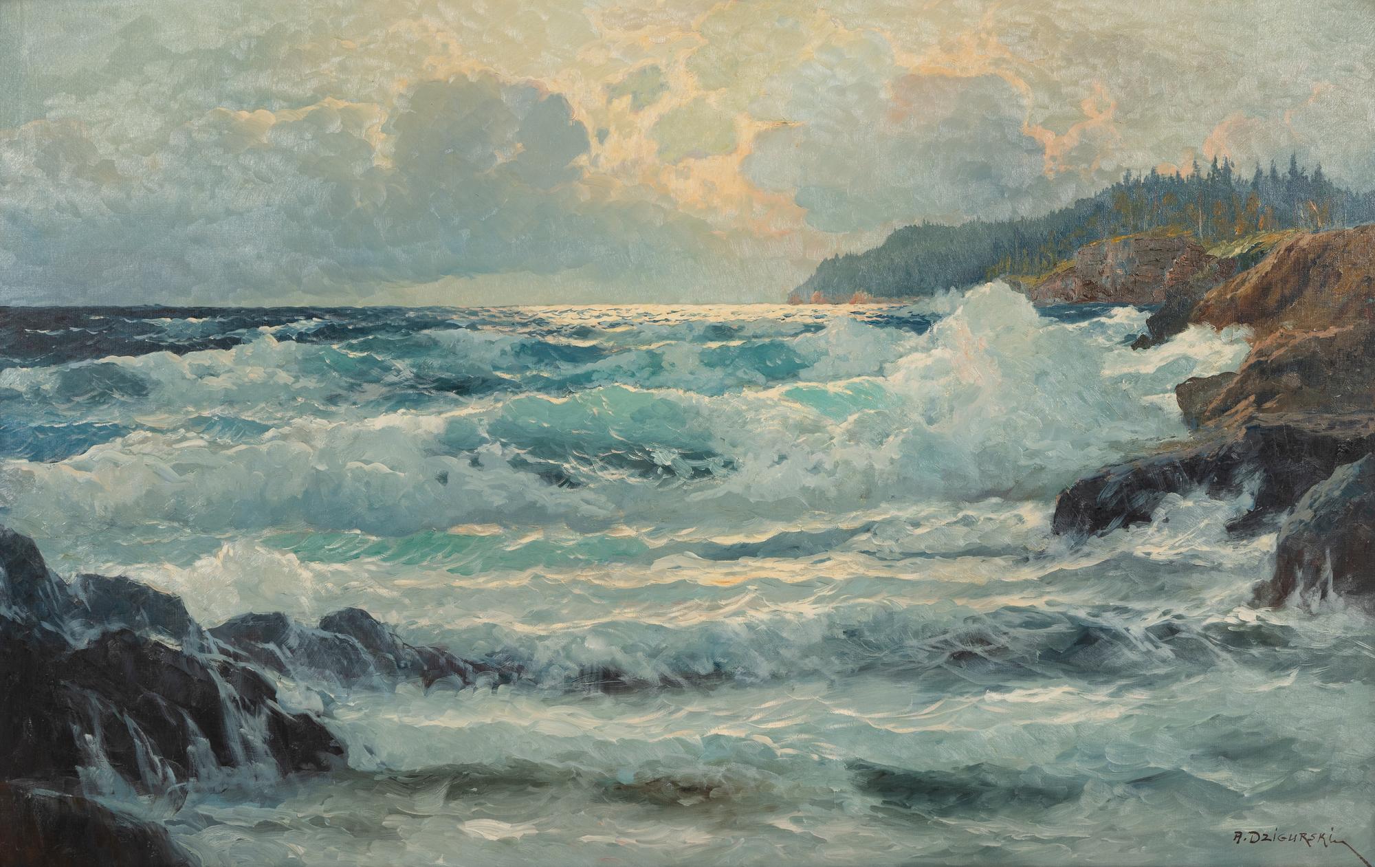 Crashing Waves Along the Shore