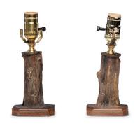 A Pair of G. W. Moore Glazed Sewer Tile Souvenir Lamp Bases