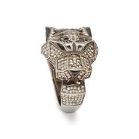 DIAMOND AND ENAMEL PANTHER RING