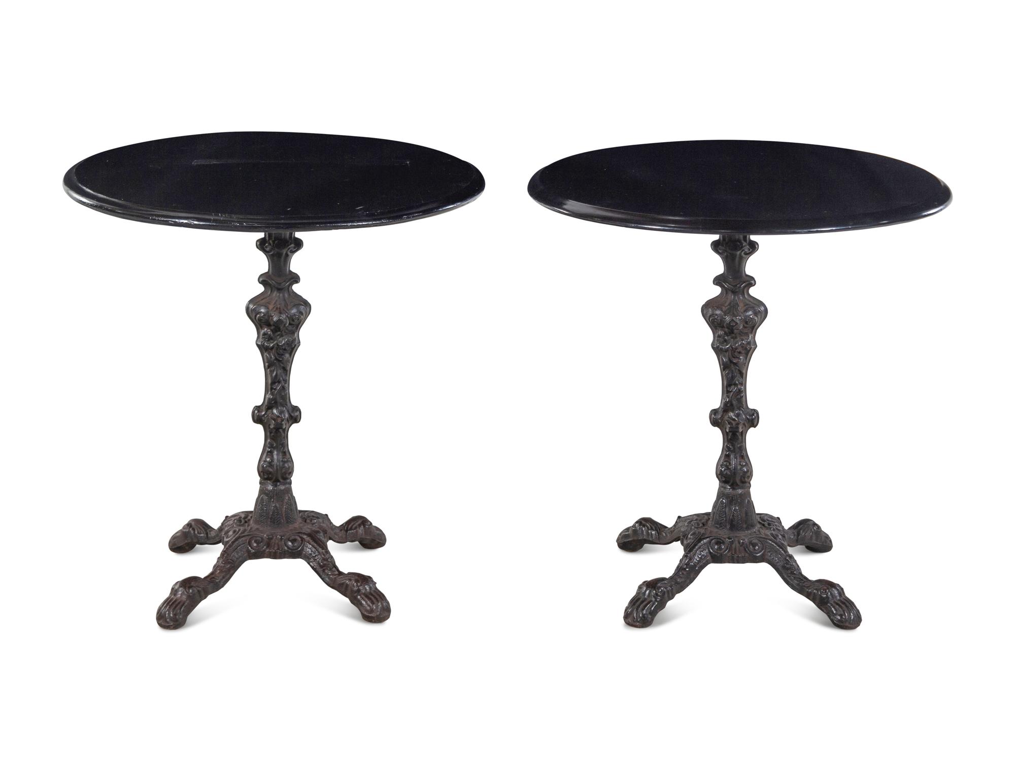 A Pair of French Cast Iron-Base Café Tables