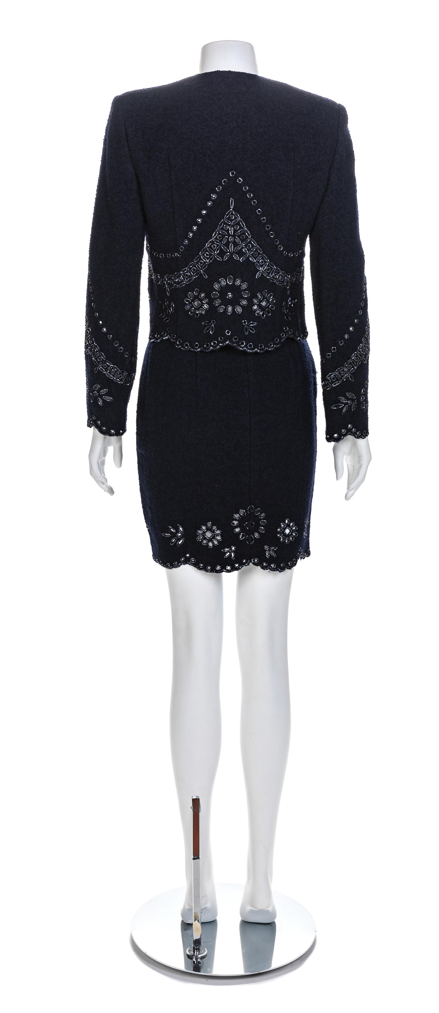 Valentino Boutique Two Piece Navy Wool Ensemble, 1990-2000s Size label: 6
