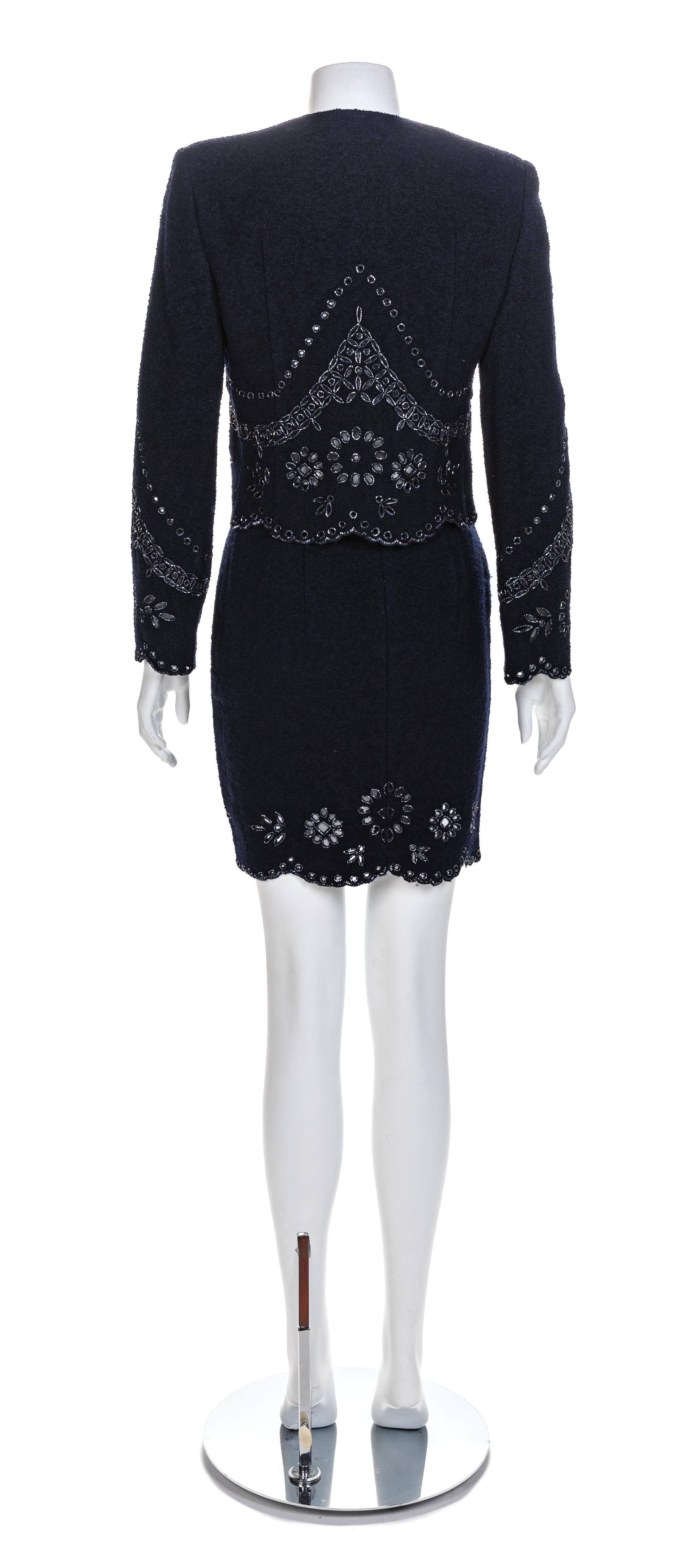 Valentino Boutique Two Piece Navy Wool Ensemble, 1990-2000s Size label: 6
