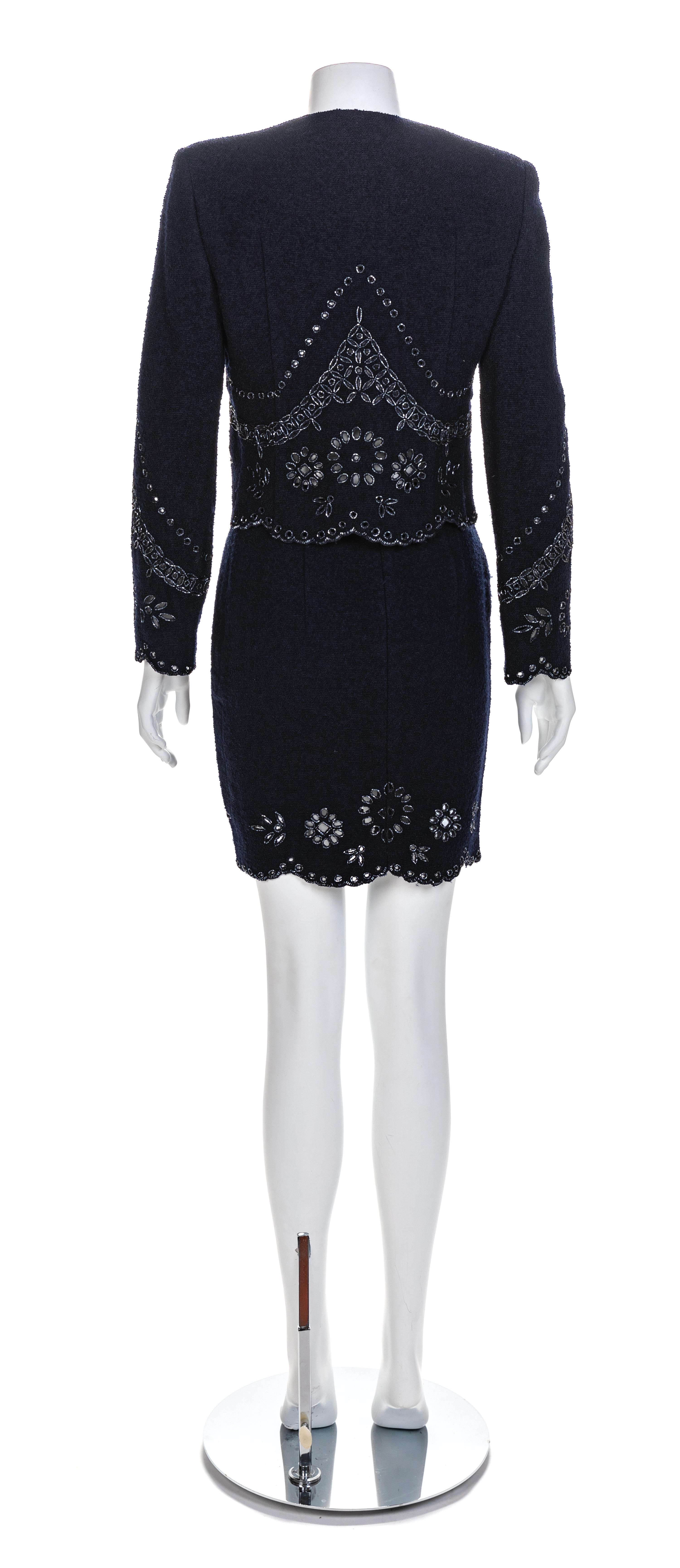 Valentino Boutique Two Piece Navy Wool Ensemble, 1990-2000s Size label: 6