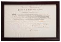 BUCHANAN, James (1791-1868). Partly printed document signed ("James Buchanan"), as President, countersigned by Jeremiah S. Black (1810-1883), Secretary of State. 21 February 1861.