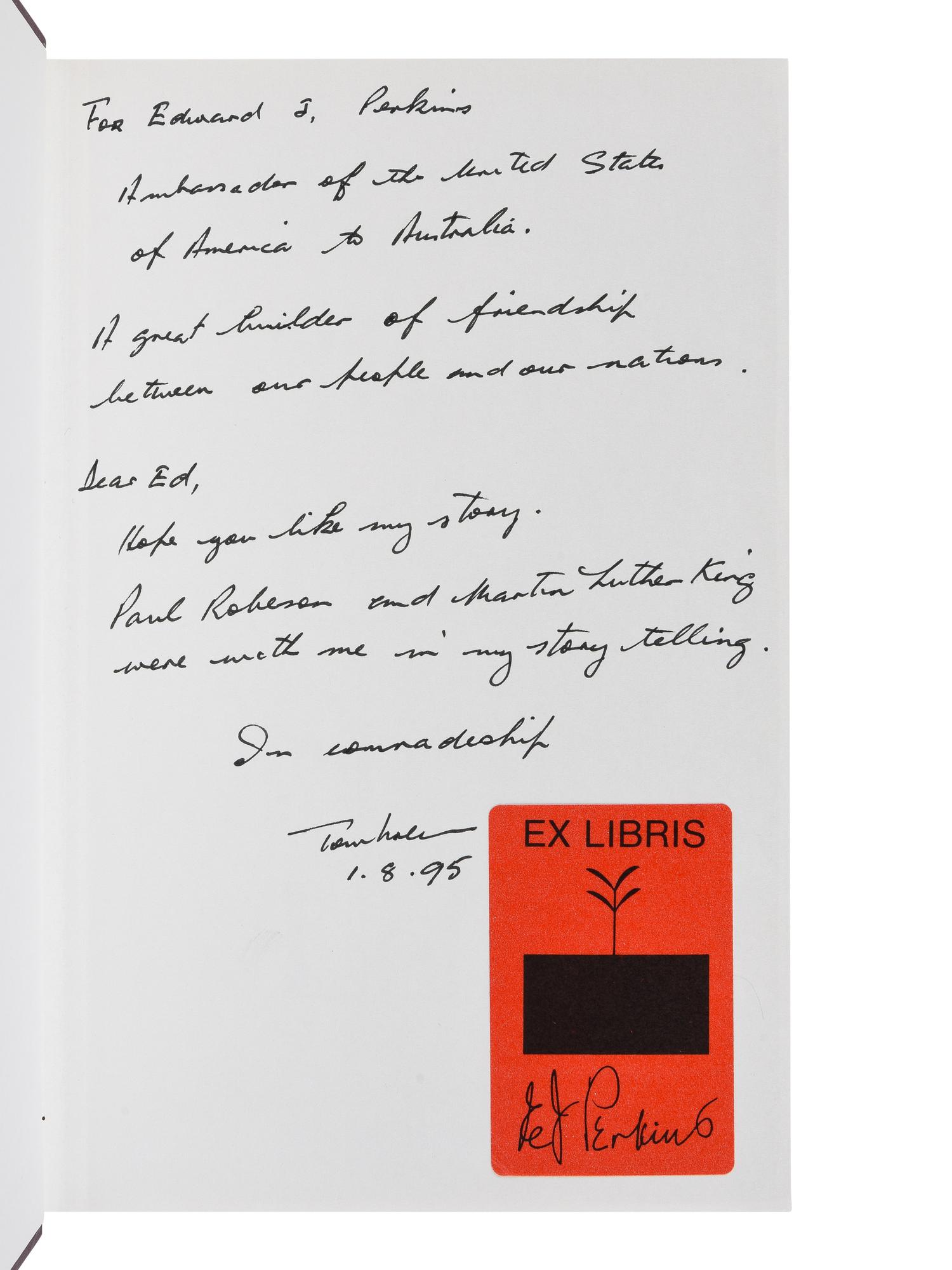 [PERKINS, Edward Joseph (1928-2020)]. A group of 24 works of biography or history, signed or inscribed to Perkins, including: