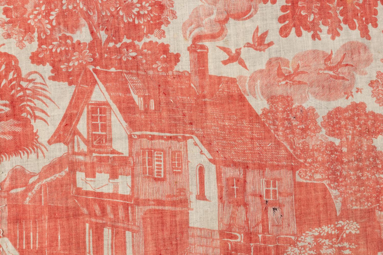 RELEASED TO MUSEUM -- Four Fragments/Lengths of Printed Textiles, Late 18th - Early 19th Century - One is Toile de Jouy