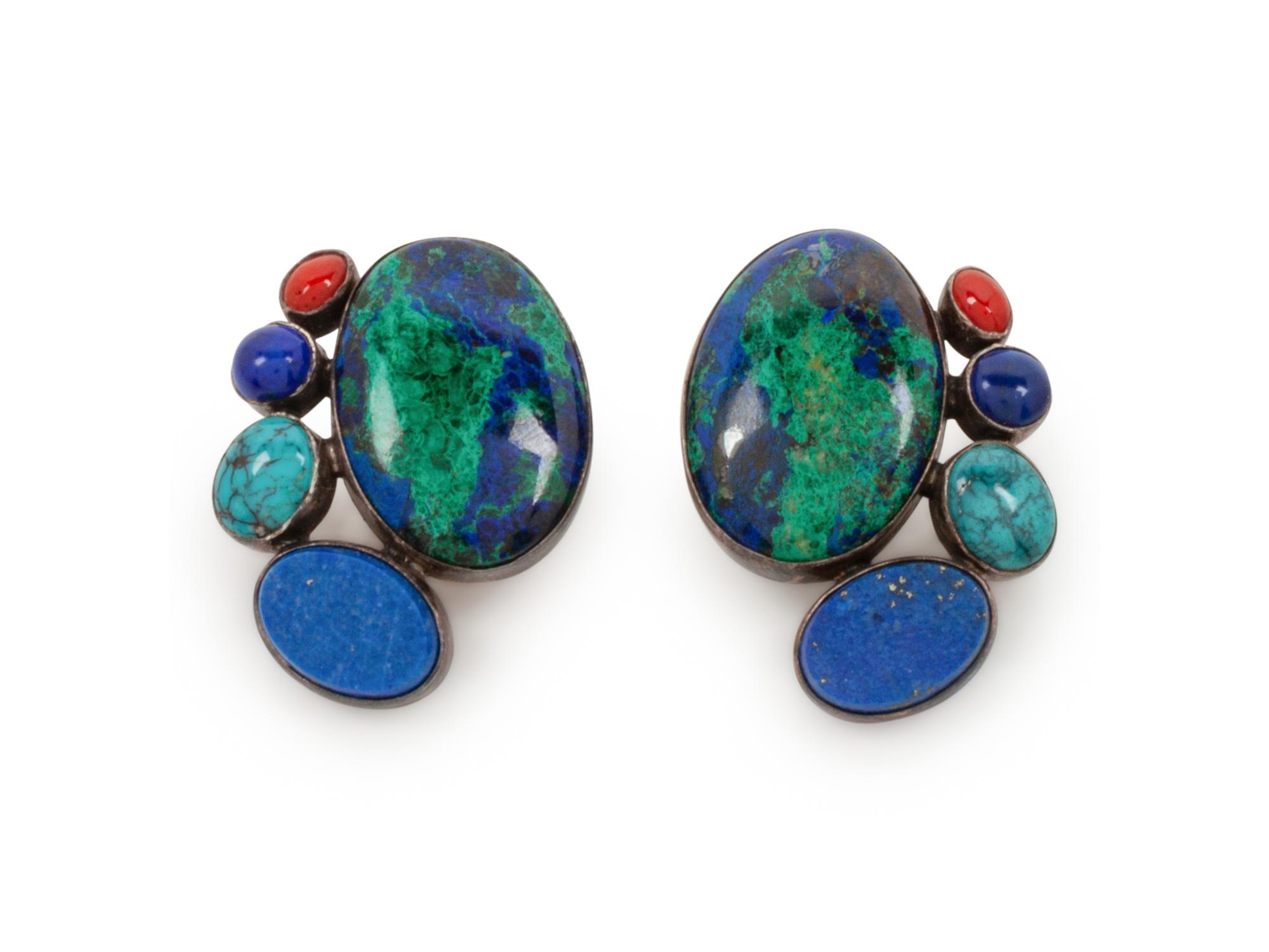 Southwestern Turquoise, Lapis, and Coral Earrings