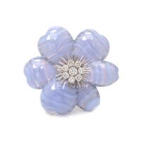 An 18 Karat White Gold, Chalcedony and Diamond "Rose de Noel" Brooch, Van Cleef & Arpels, 24.50 dwts.
