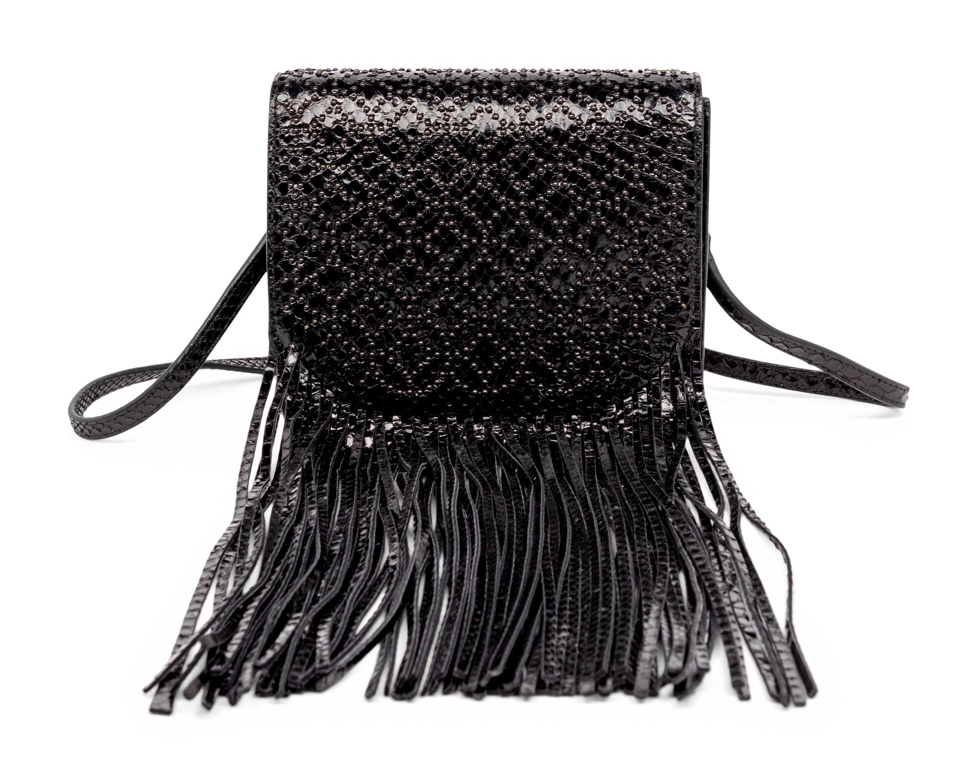 ALAÏA, FRINGED PYTHON FLAP BAG