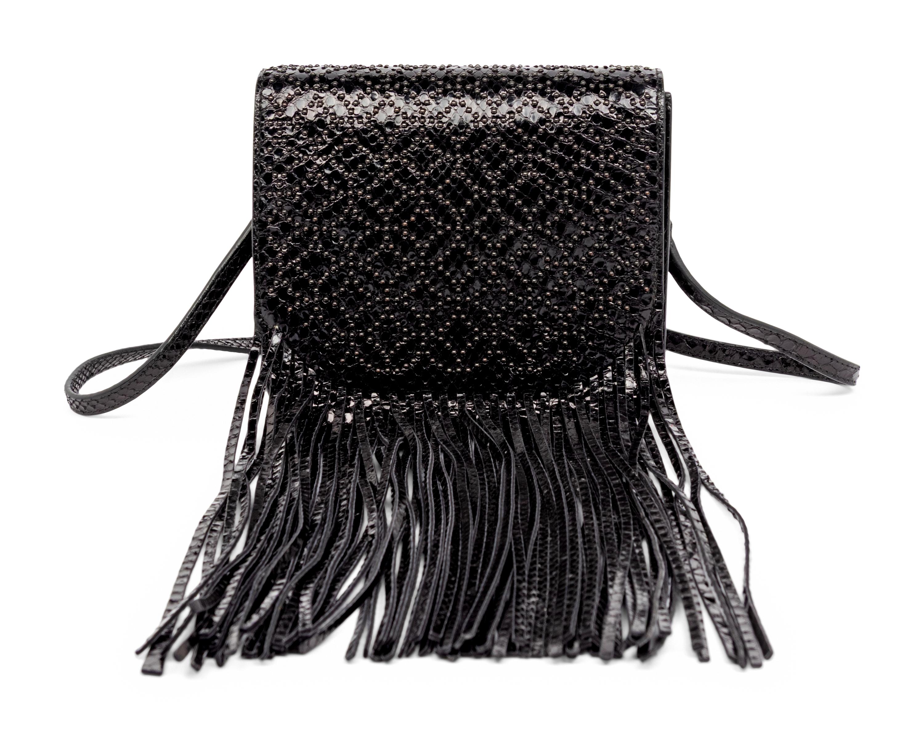 ALAÏA, FRINGED PYTHON FLAP BAG