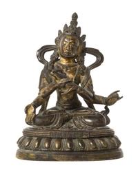 A Sino-Tibetan Parcel-Gilt Bronze Figure of Four-Armed Avalokiteshvara — QIANLONG PERIOD (1736-1795)