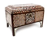 A Turkish Mother-of-Pearl Inlaid Chest, 18TH CENTURY WITH LATER ELEMENTS, Height 13 1/2 x width 19 3/8 x depth 11 1/4 inches. — 18TH CENTURY WITH LATER ELEMENTS,