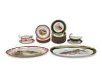 Two Hand-Painted Porcelain Fish Services