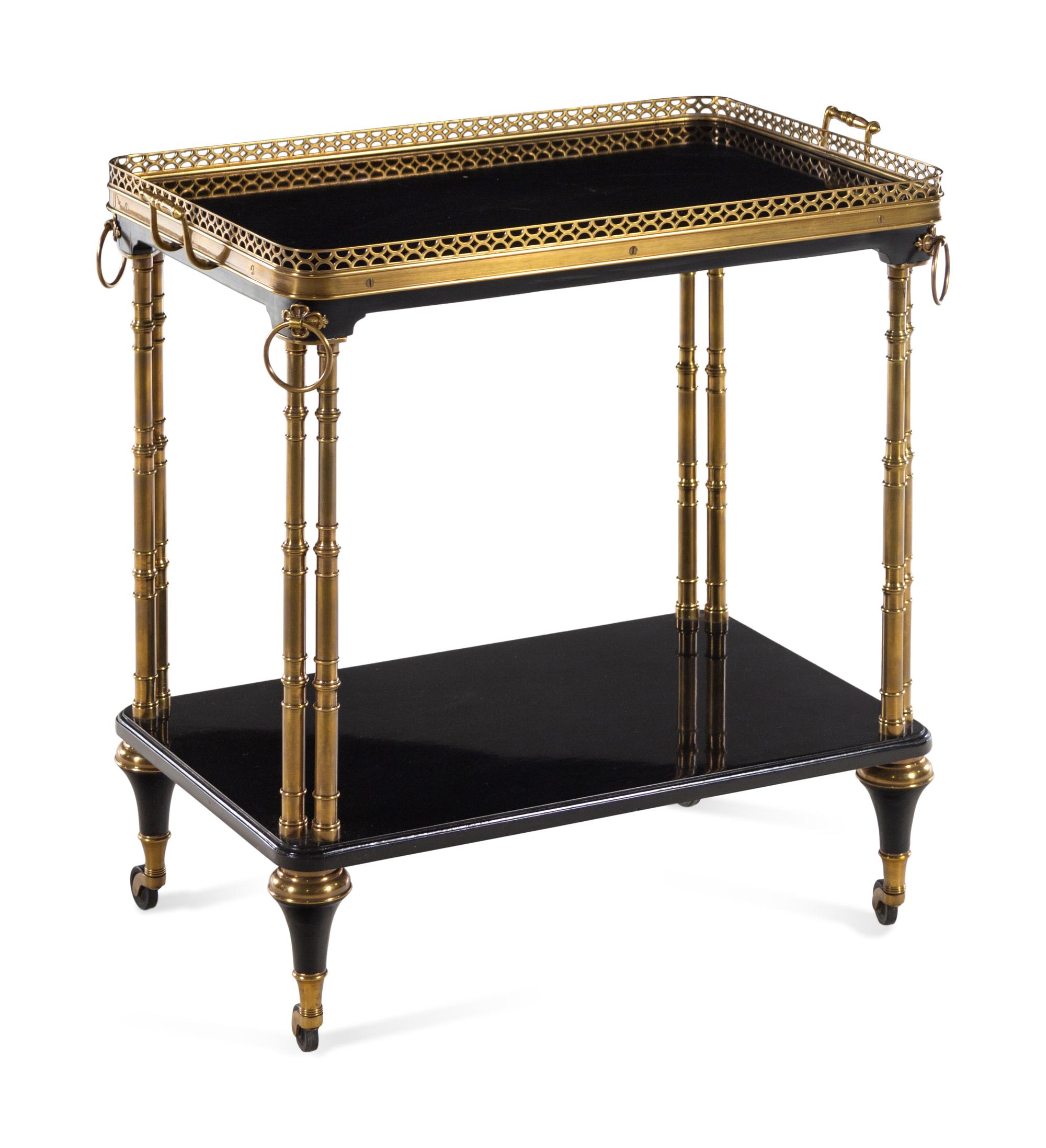 A Neoclassical Style Gilt Metal Serving Cart