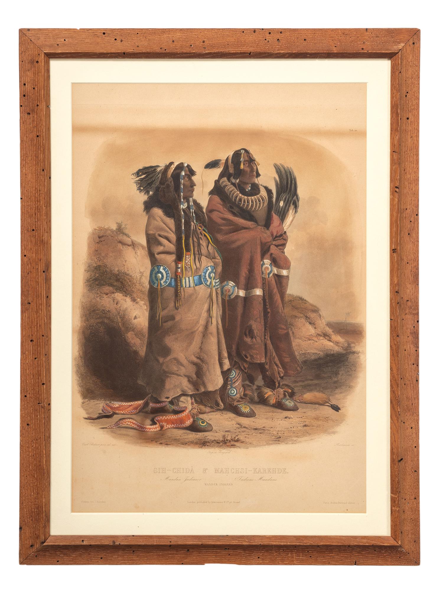 BODMER, Karl (1809-1893), artist. ACKERMAN & Co., publisher. Sih-Chida & Mah Chsi-Karehde. Mandan Indianer.