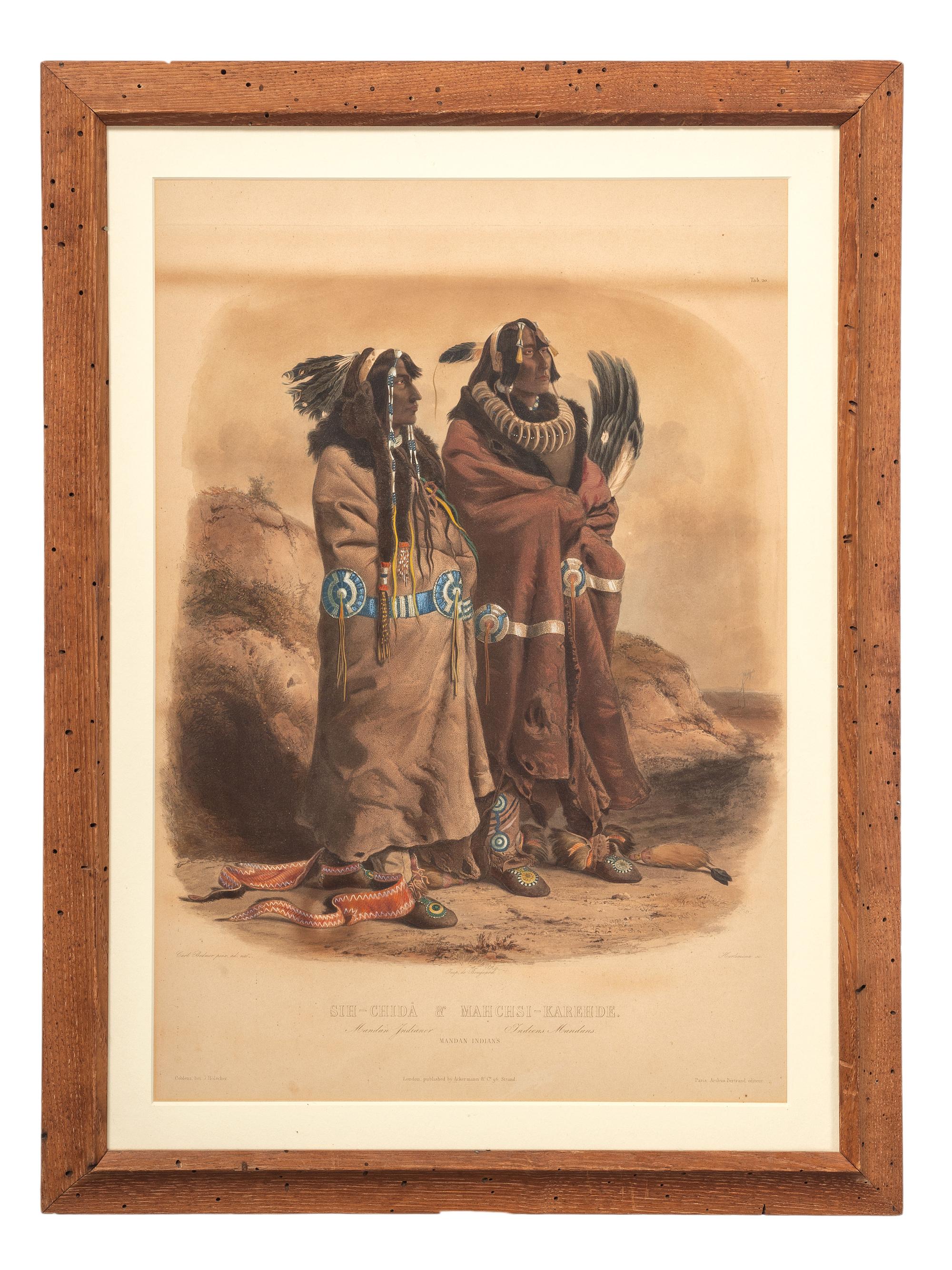 BODMER, Karl (1809-1893), artist. ACKERMAN & Co., publisher. Sih-Chida & Mah Chsi-Karehde. Mandan Indianer.