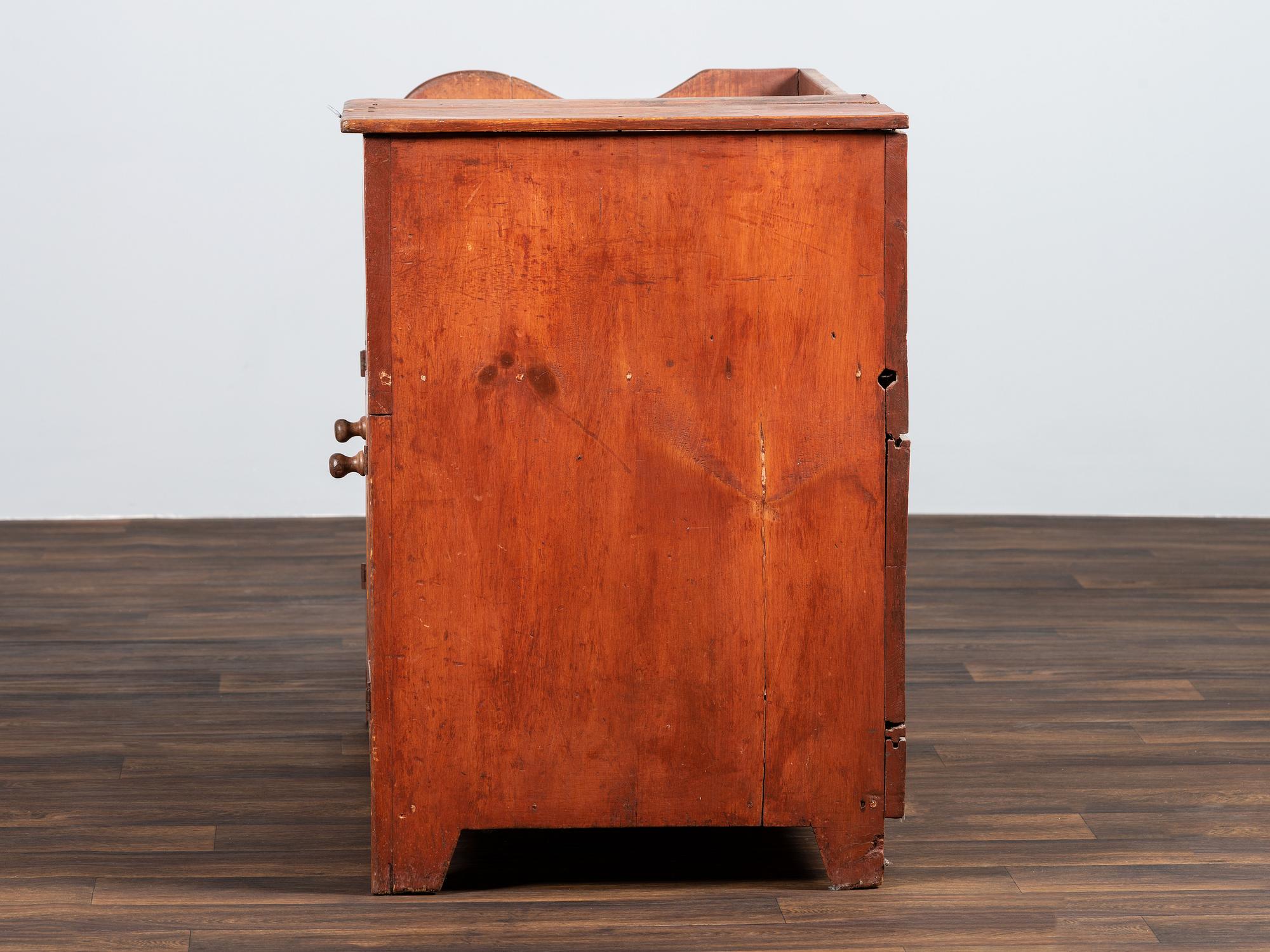 A Country Red-Stained Pine Dry Sink