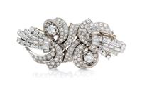 A Pair of Platinum and Diamond Dress Clips, Circa 1950, 32.10 dwts.