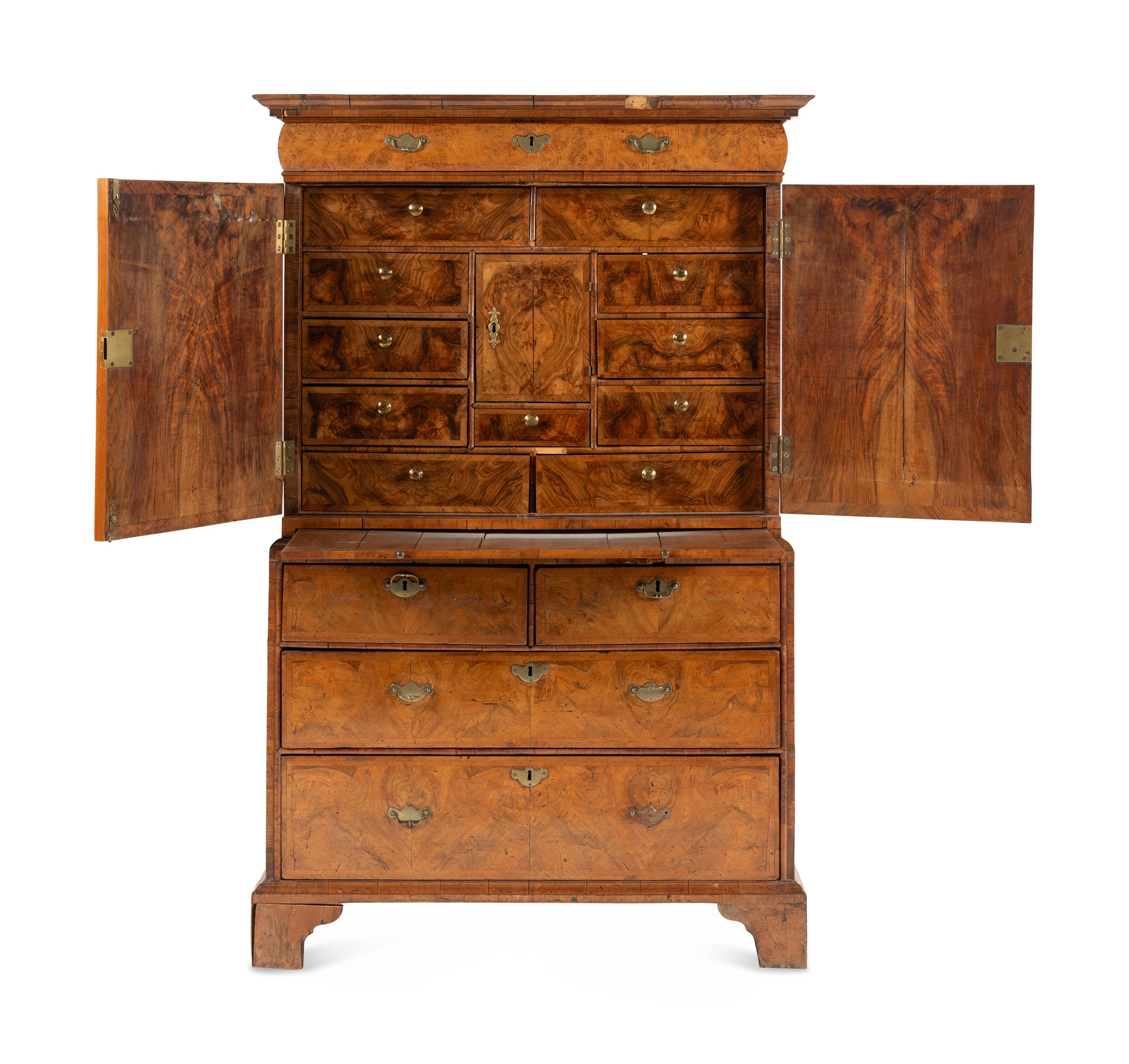 A Queen Anne Walnut Cabinet on Chest