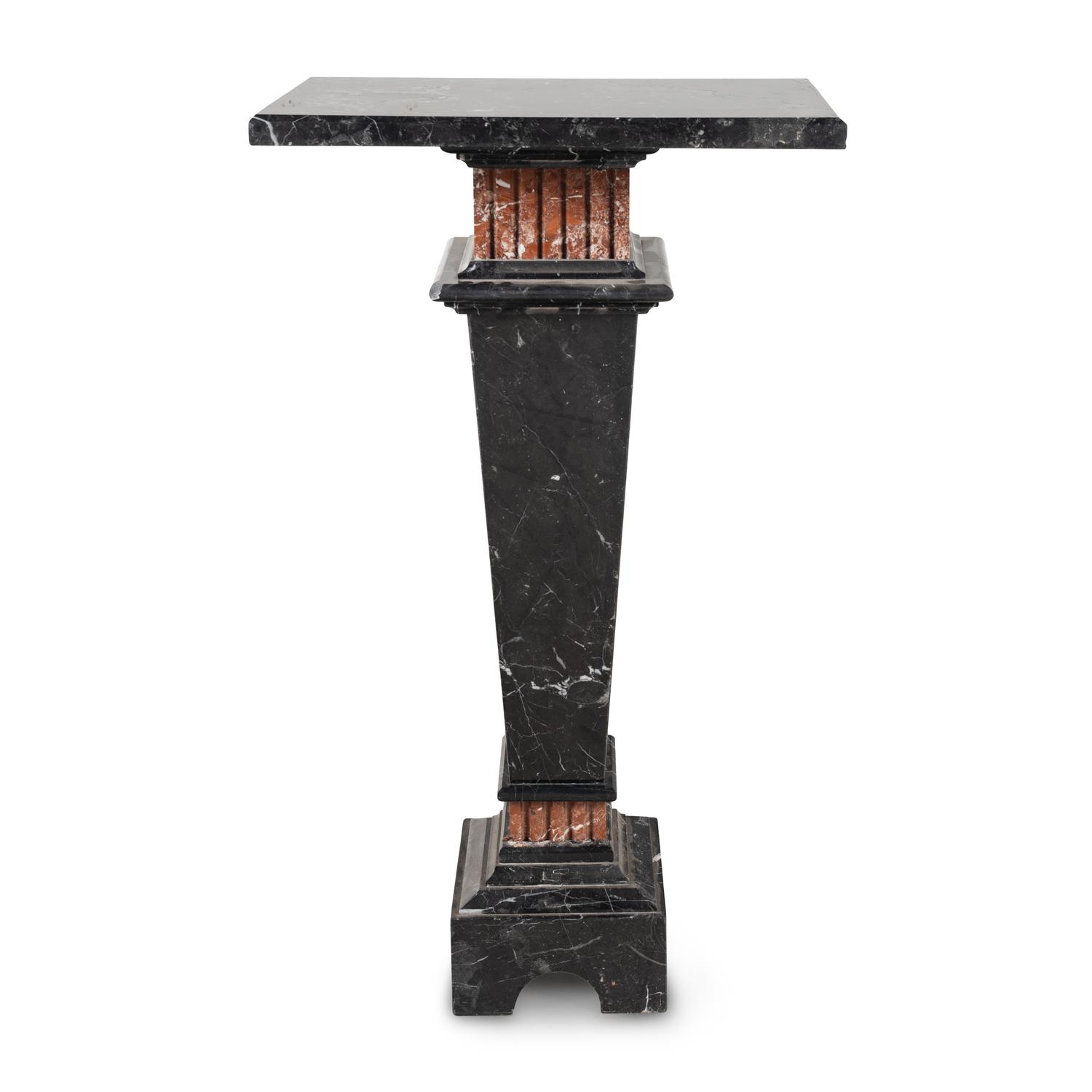 A Nero Marquina and Rosso Francia Marble Pedestal