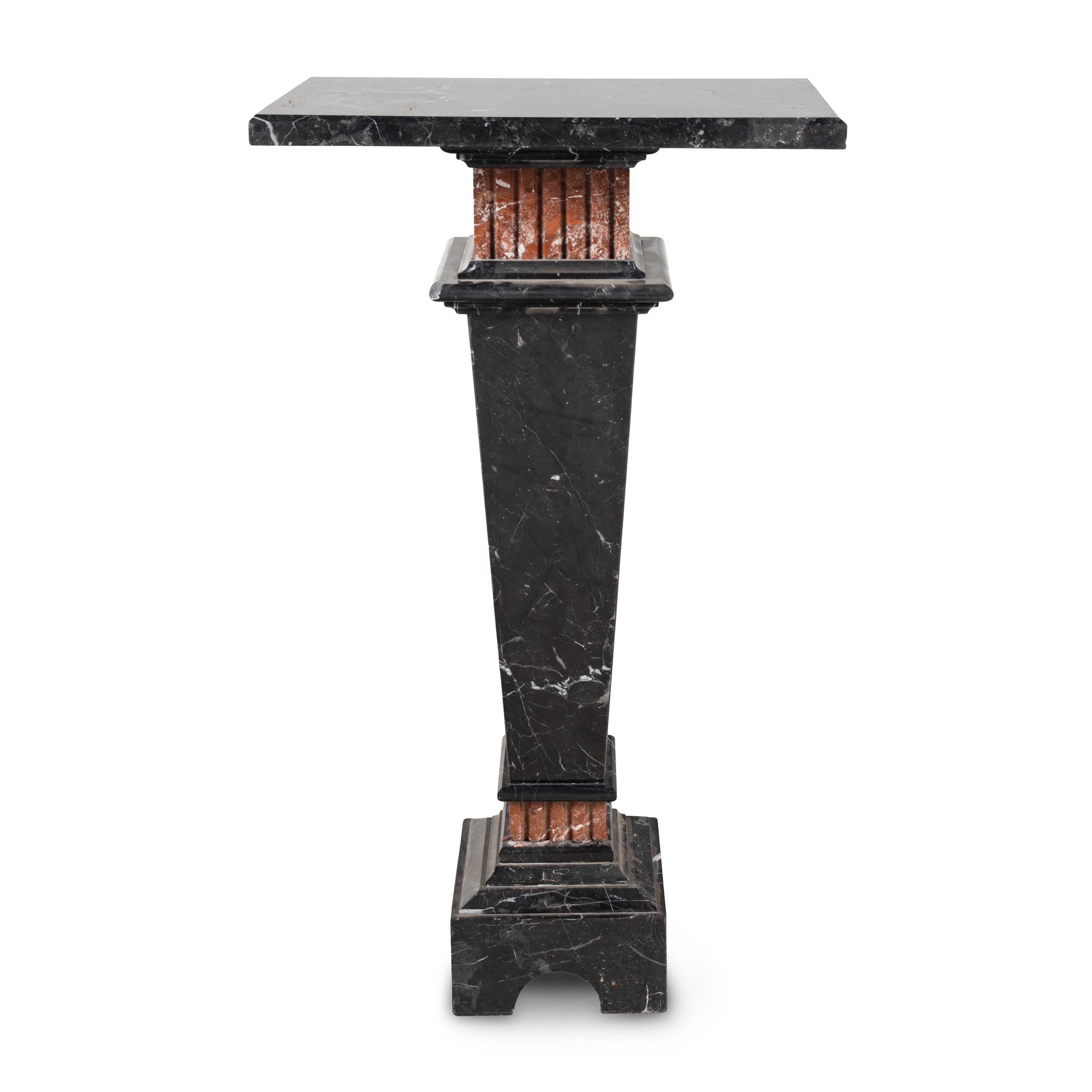 A Nero Marquina and Rosso Francia Marble Pedestal