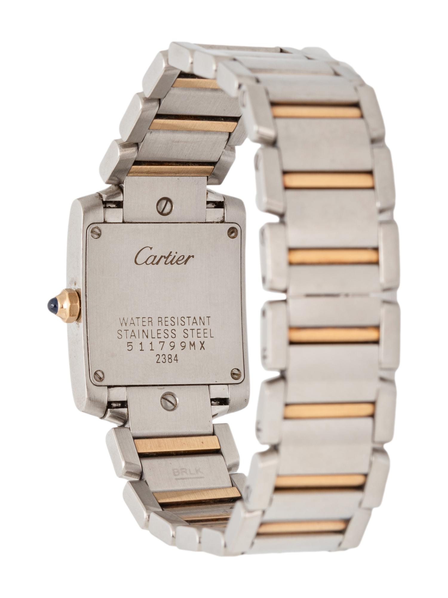 CARTIER, REF. 2384 STAINLESS STEEL AND YELLOW GOLD 'TANK FRANCAISE' WRISTWATCH