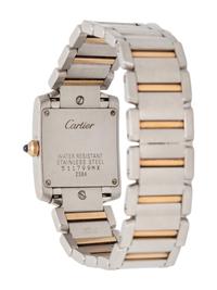 CARTIER, REF. 2384 STAINLESS STEEL AND YELLOW GOLD 'TANK FRANCAISE' WRISTWATCH