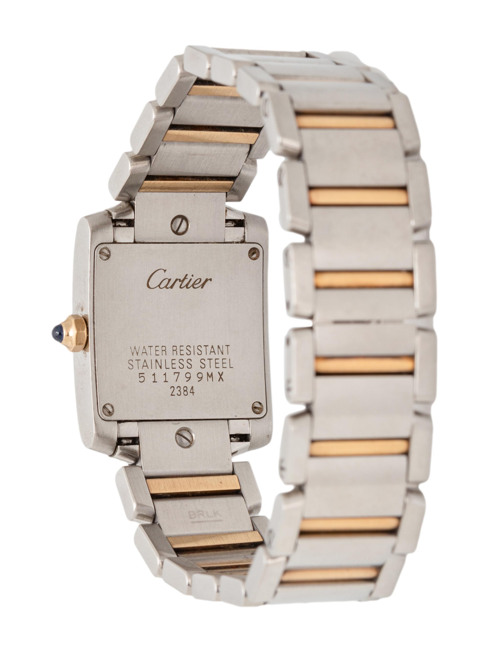 CARTIER, REF. 2384 STAINLESS STEEL AND YELLOW GOLD 'TANK FRANCAISE' WRISTWATCH