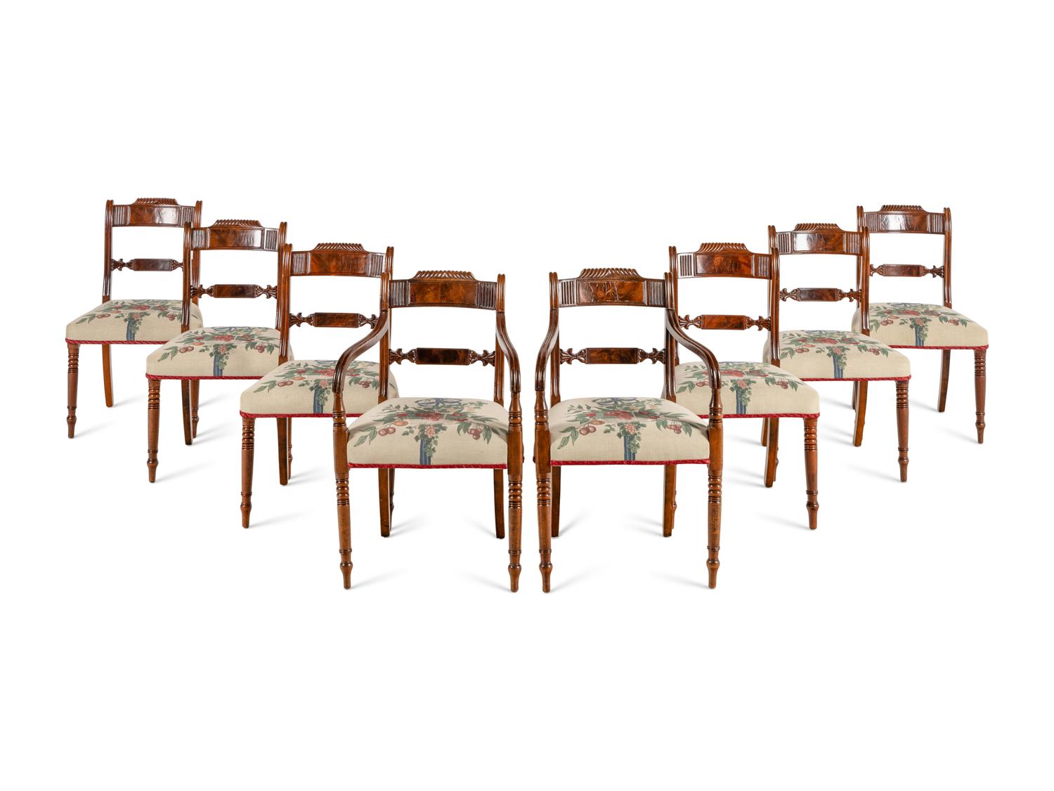 A Set of Eight English Mahogany Dining Chairs