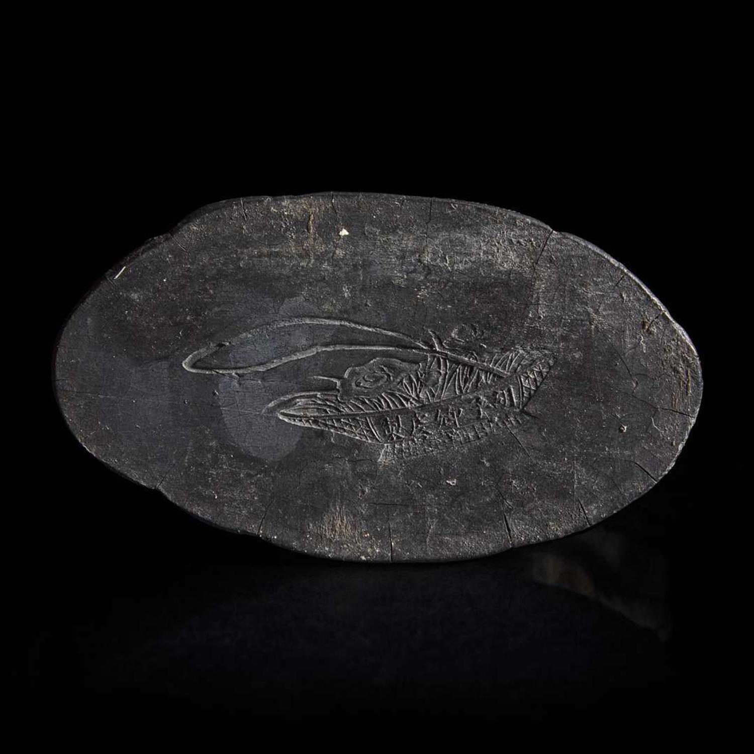 A Chinese parcel-gilt "Lan Caihe" ink cake 漆金仙人造形墨饼一件 "Hu ziqing" mark ??????; Qing dynasty, 19th century ? ????