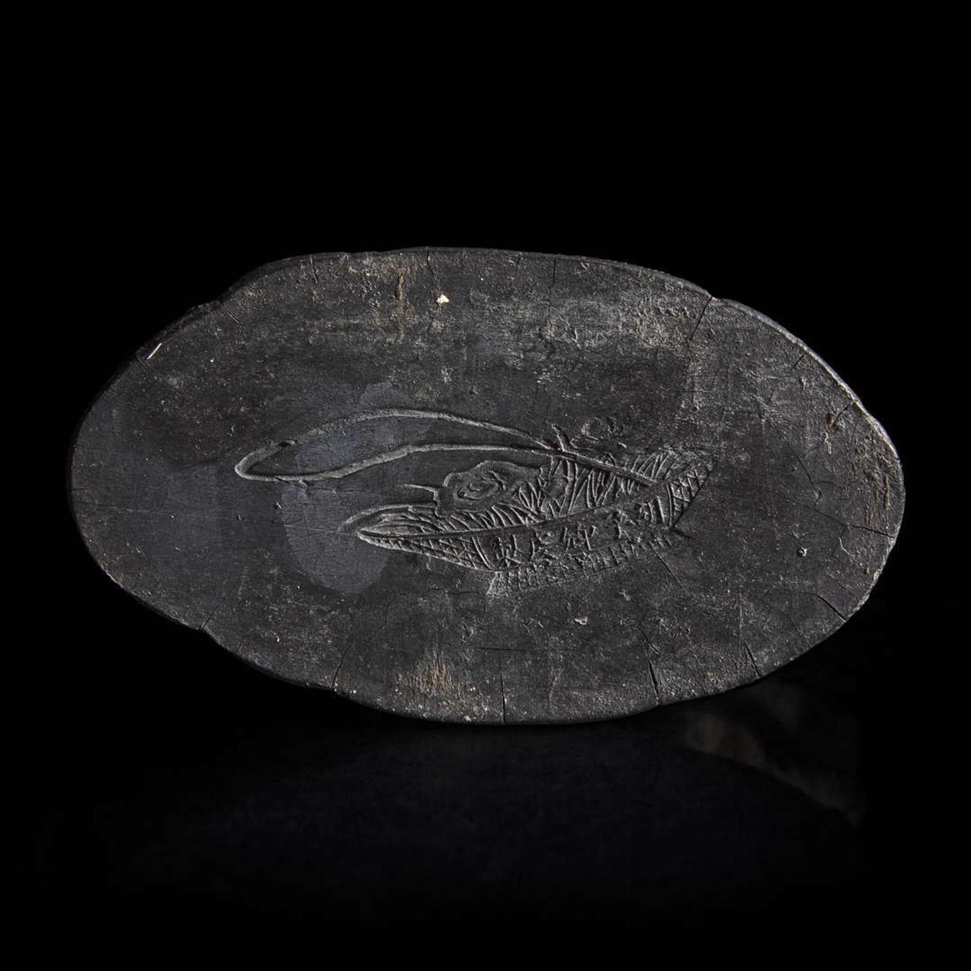A Chinese parcel-gilt "Lan Caihe" ink cake 漆金仙人造形墨饼一件 "Hu ziqing" mark ??????; Qing dynasty, 19th century ? ????