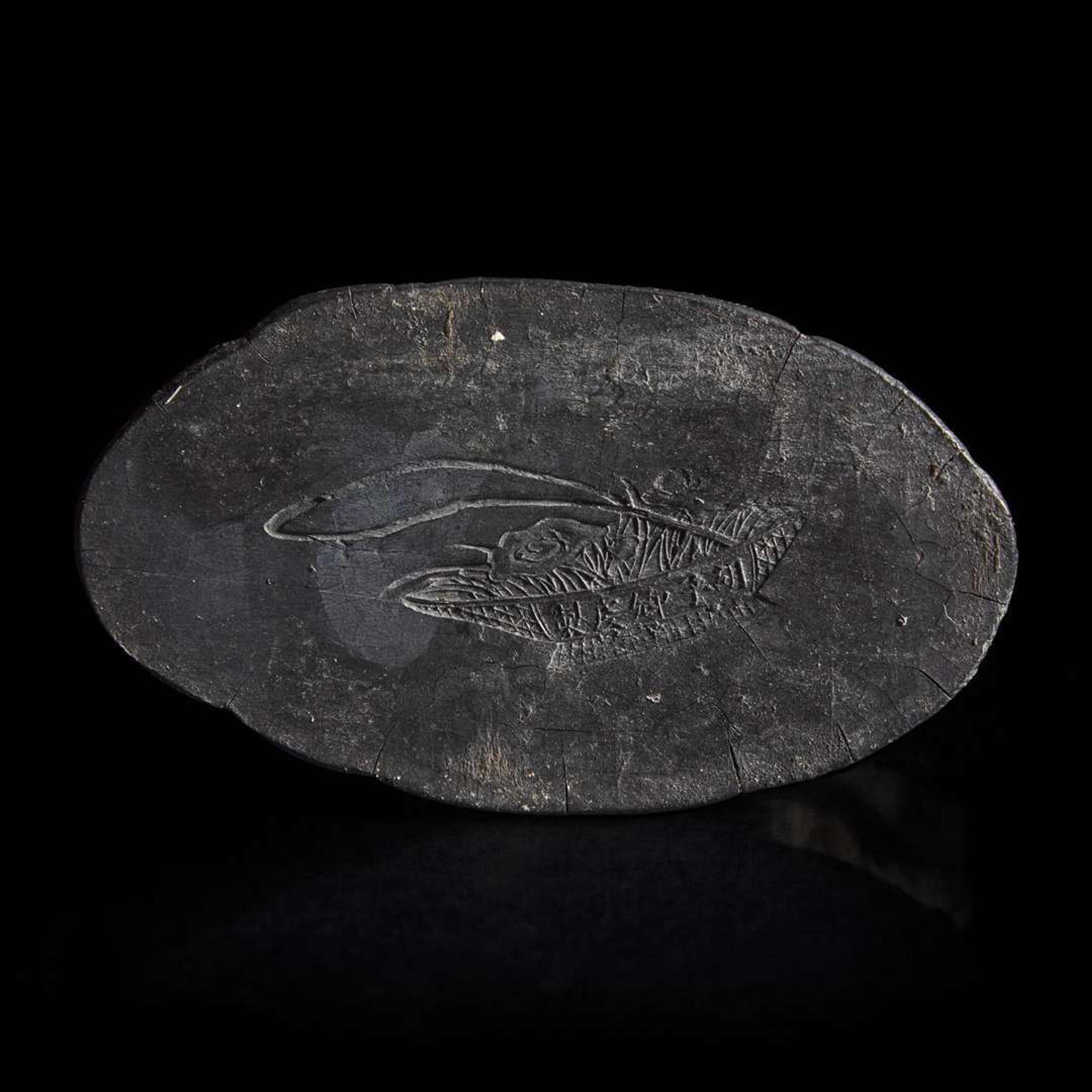 A Chinese parcel-gilt "Lan Caihe" ink cake 漆金仙人造形墨饼一件 "Hu ziqing" mark ??????; Qing dynasty, 19th century ? ????