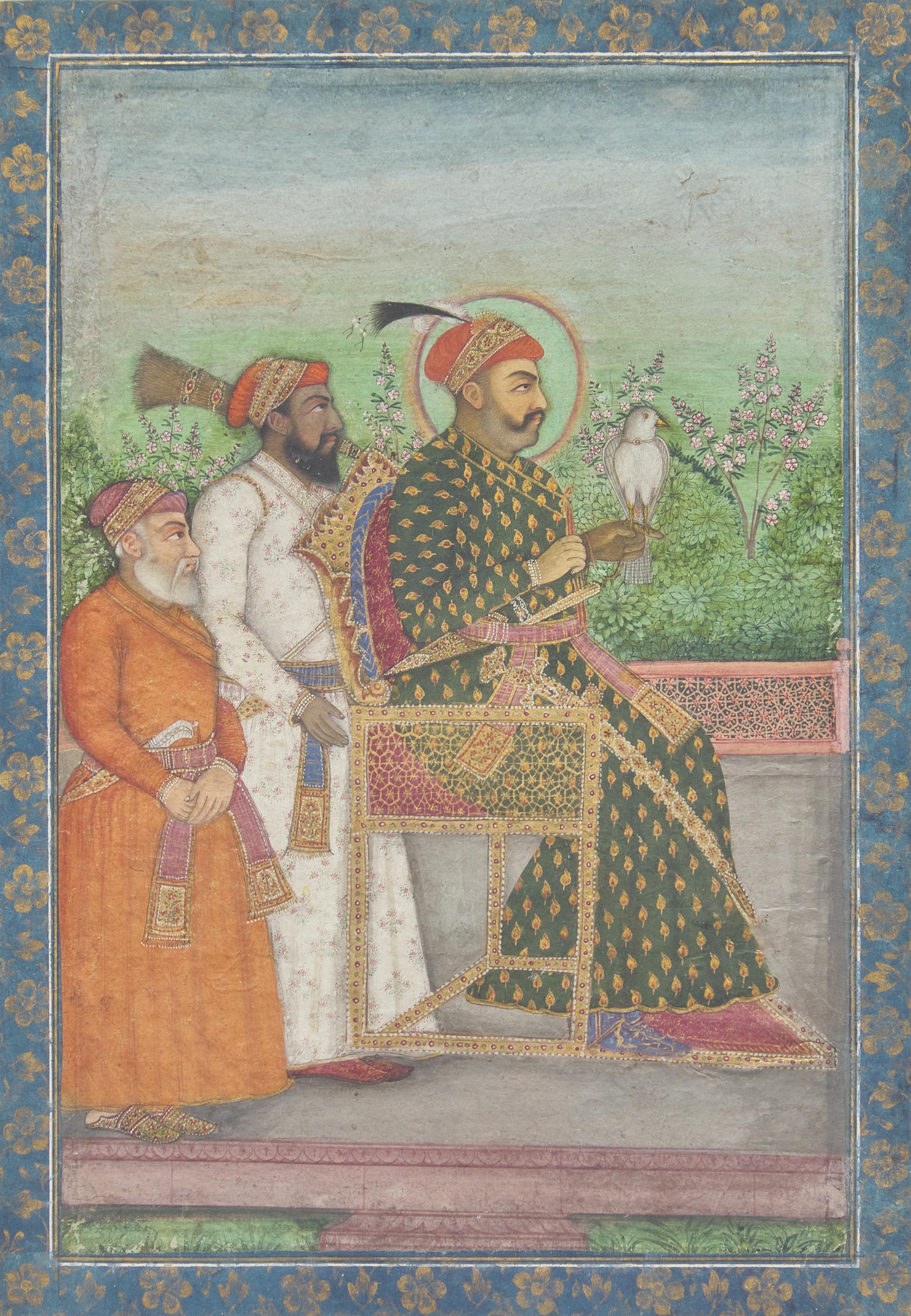 A Painting of Emperor Muhammad Shah, Indian, Mughal, 18th/19th Century 十八/十九世紀 莫臥兒細密畫穆罕默德·沙阿肖像