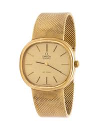 A 14 Karat Yellow Gold "De Ville" Wristwatch, Omega, 43.70 dwts.
