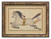 American School 19th Century, A Drawing of a Flying Horse and Acrobat