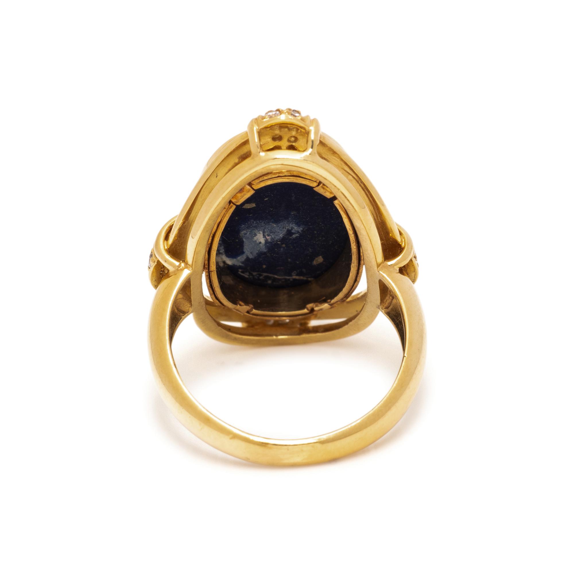 LAPIS LAZULI, DIAMOND, AND YELLOW GOLD RING