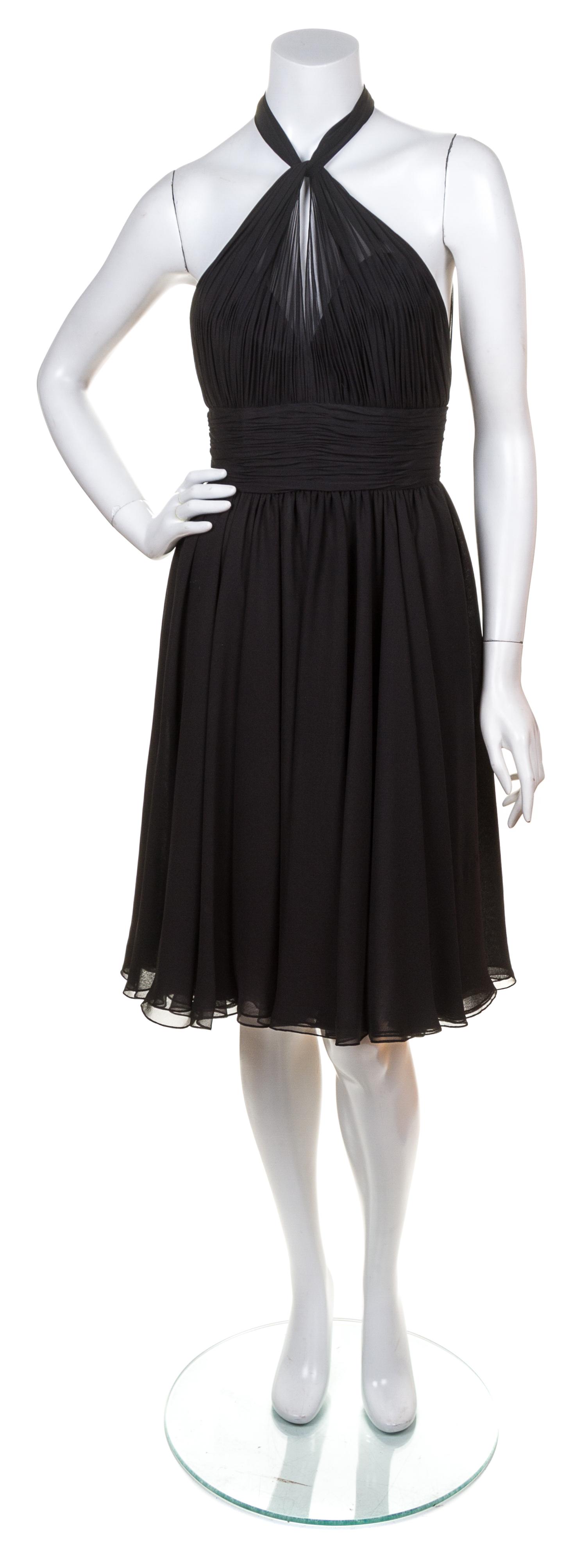 A Laura Marolakos Black Silk Halter Dress, Size 6.