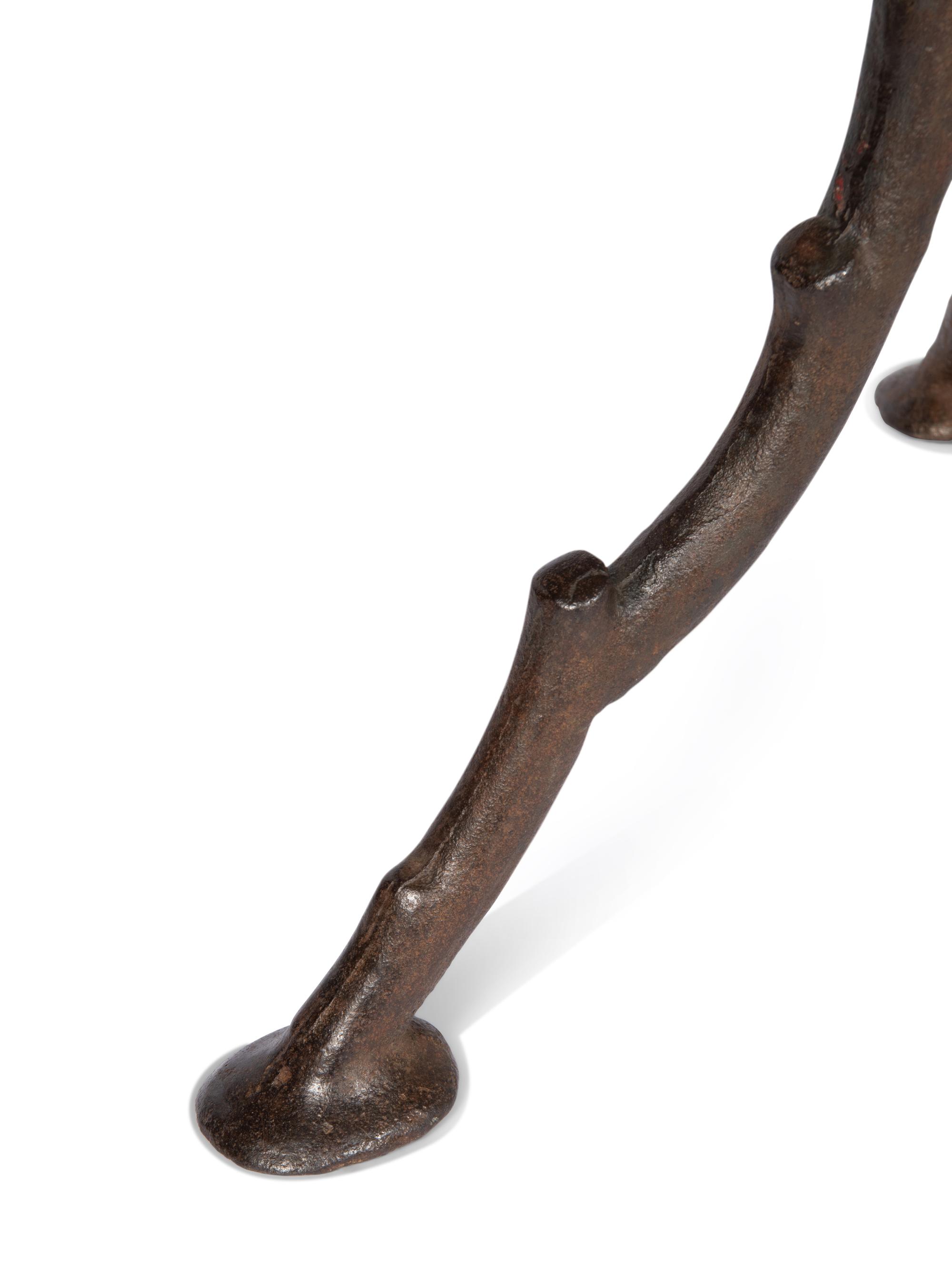 A Cast Iron Marble-Top Table