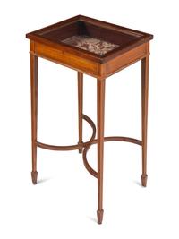 An Edwardian Satinwood-Banded Mahogany Vitrine Table