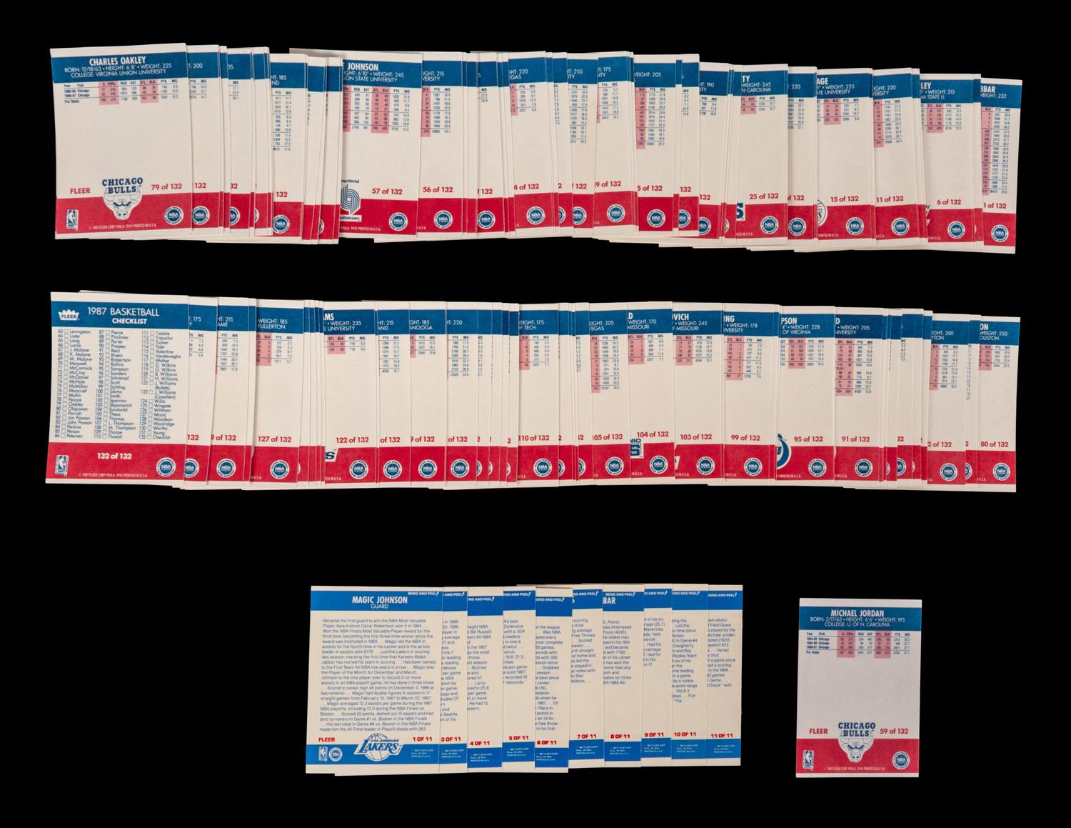 A Complete Set of 1987 Fleer Basketball Cards Including Michael Jordan (132/132)