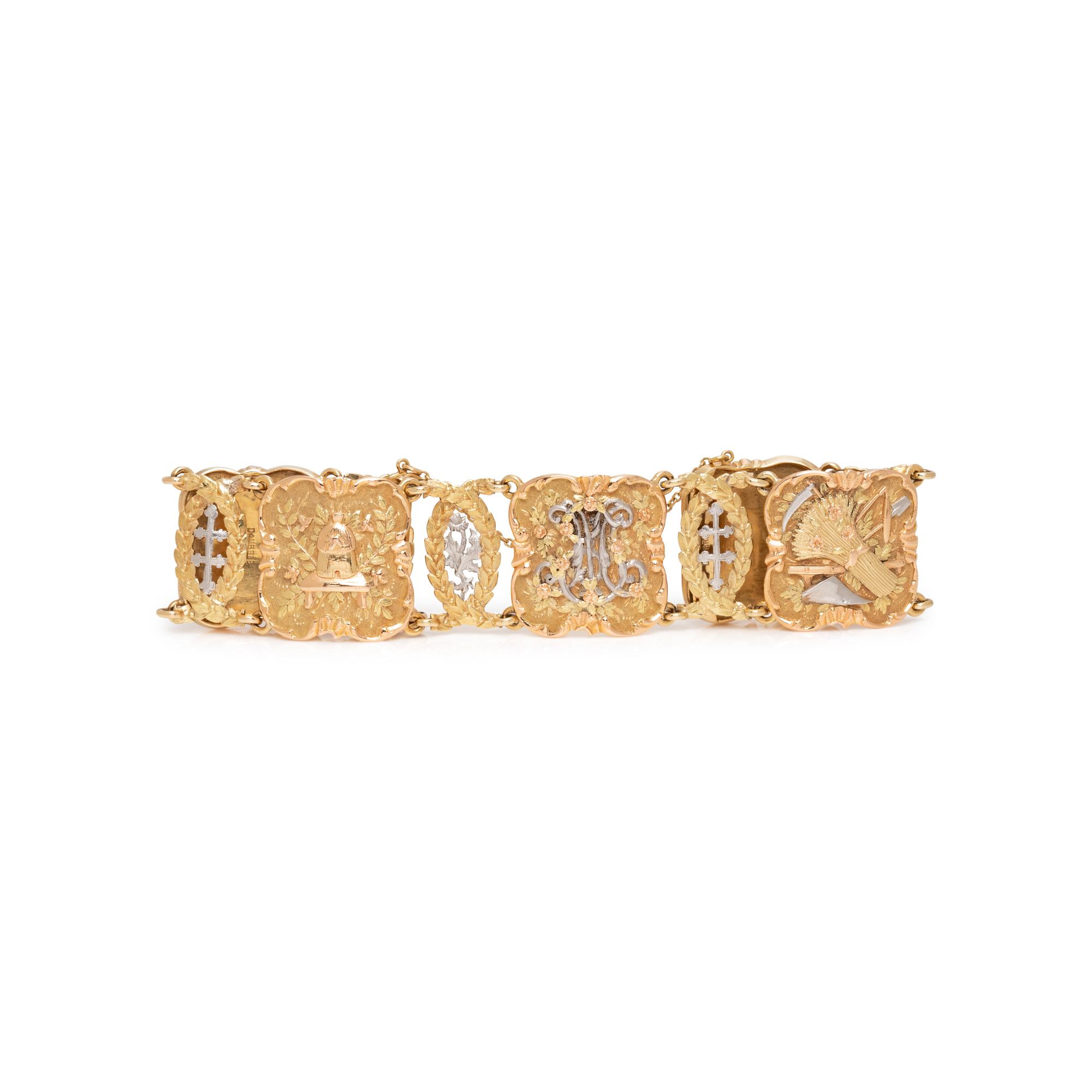 DAUBRÉE, ART NOUVEAU, TRICOLOR GOLD BRACELET