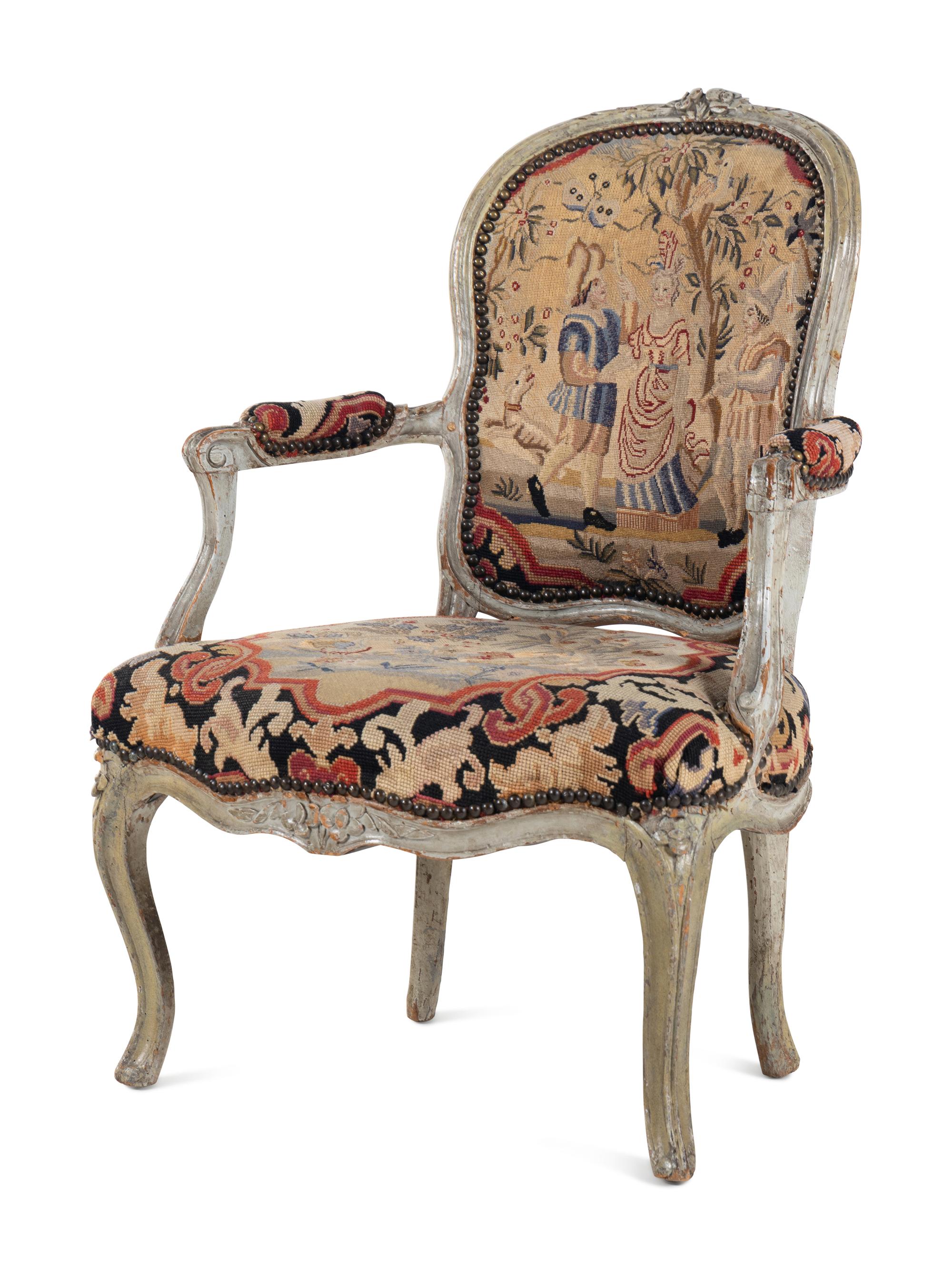 A Louis XV Painted Fauteuil